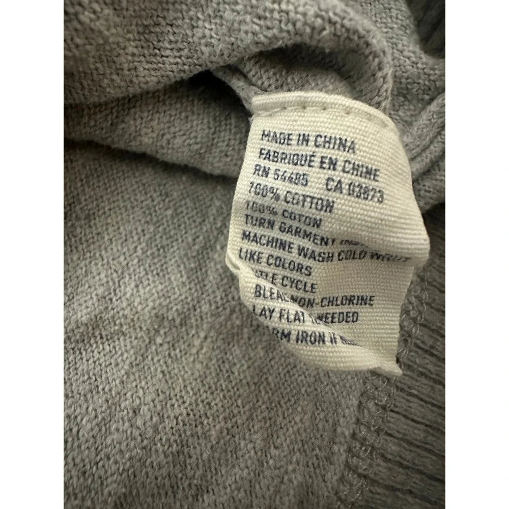 American Eagle Mens M V-Neck Sweater Gray Cotton Knit Pullover 3856